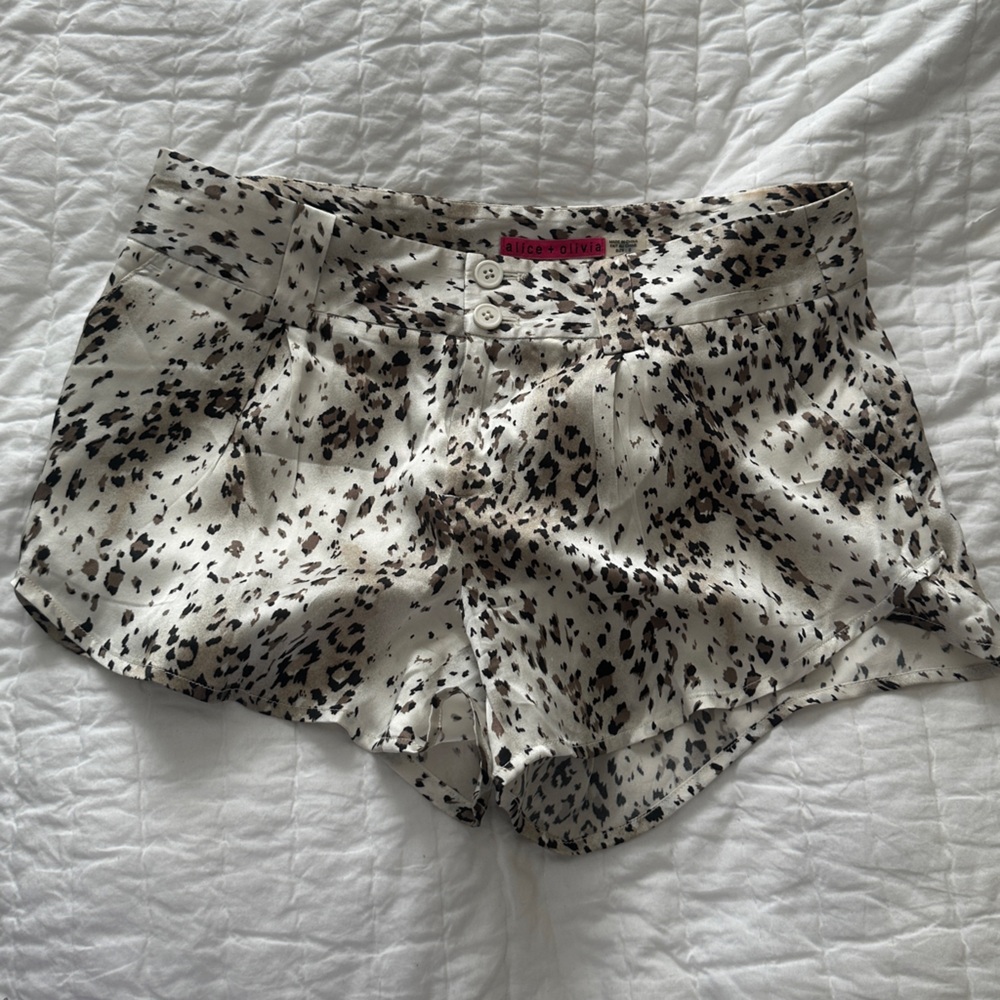Leopard Print Satin Shorts